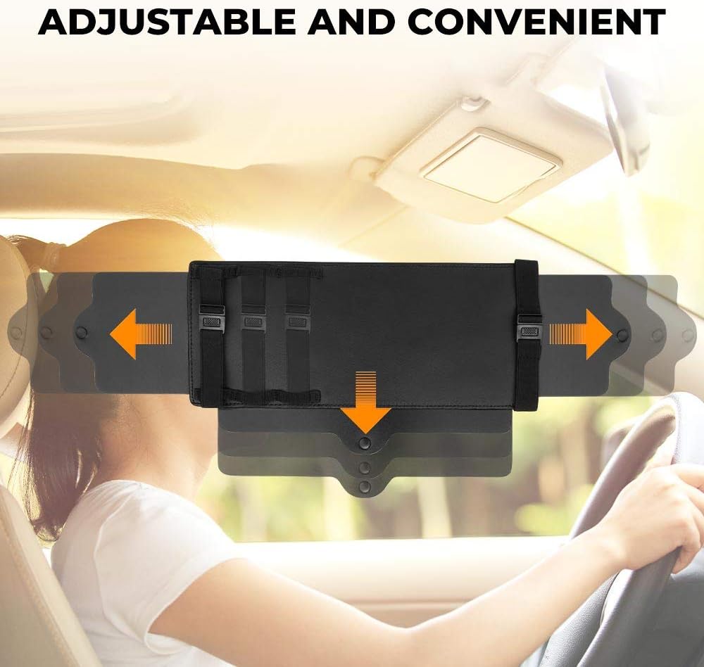 JoyTutus Car Sun Visor Sunshade Extender, Adjustable Sun Visor Protects from Anti-Glare, UV Rays Blocker Window Windshield Sunshade Extender for Car SUV