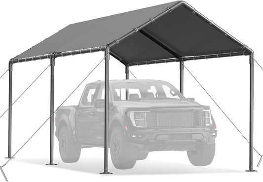 Carport 10x20ft Heavy Duty Car Tent, Portable Garage, Car Shelter, All-Season Tarp Tent for Car, Party，Grey