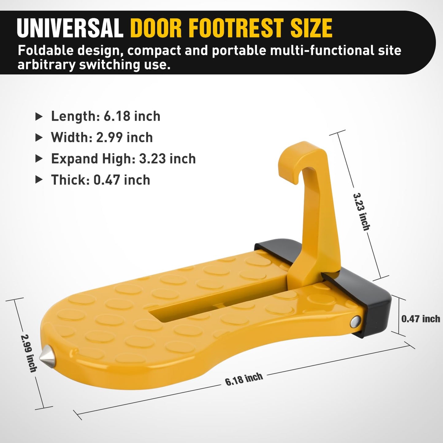 Nilight Car Door Step for Roof Access Universal Car Step Hook for Roof SUV Trucks Folding Aluminum Alloy Vehicle Door Latch Step Pedal with Glass Breaker Safety Hammer, Max Load 400lbs, 2 Pack Yellow