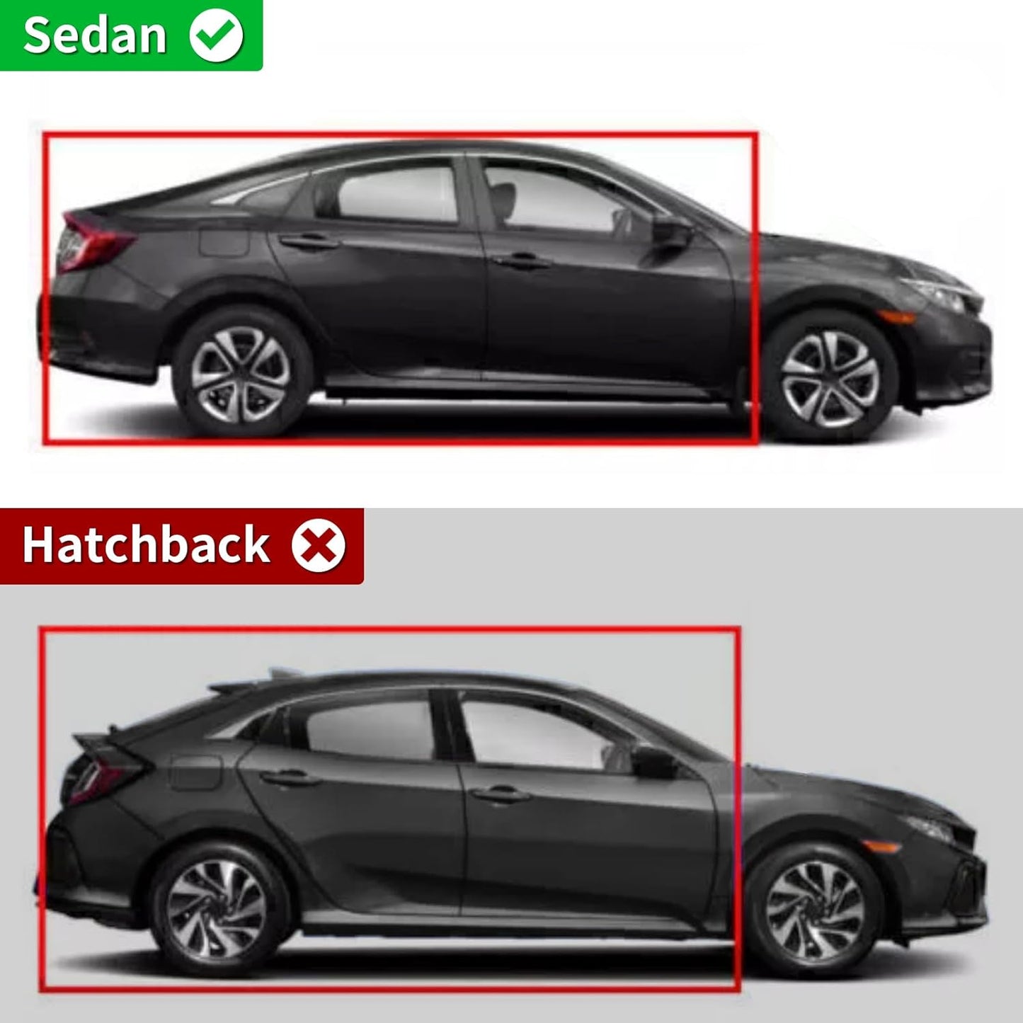 Rain Guards Side Window Visor Vent Outside Mount, 4PCS Fits for Honda Civic 4-Door Sedan 2012 2013 2014 2015