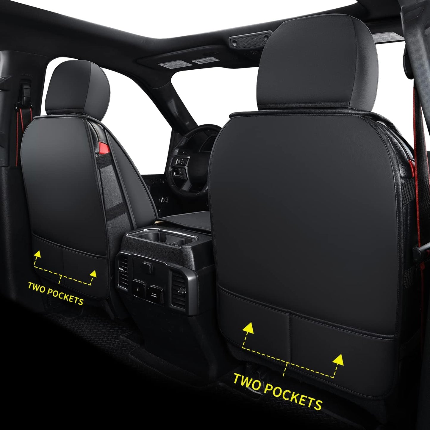 LUCKYMAN CLUB F150 Seat Covers Fit for 2010-2014 F150 SuperCrew with Waterproof Faux Leather(Full Set, Black)