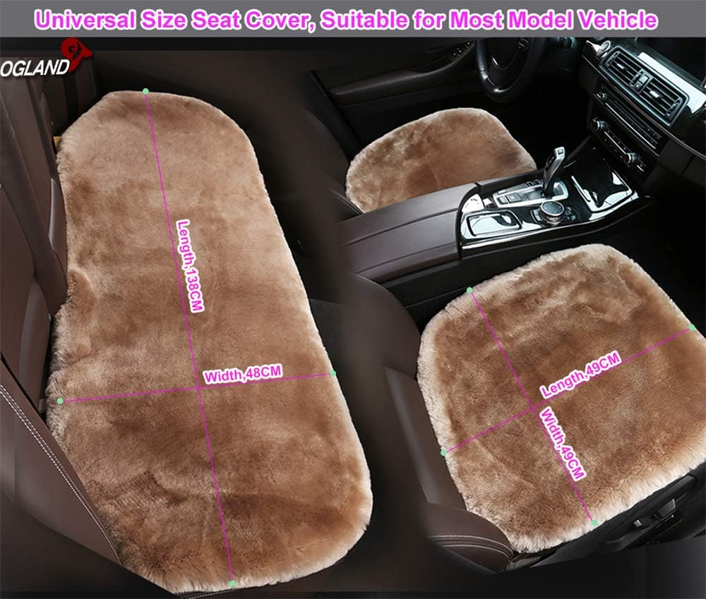 Fluffy Genuine Australia Sheepskin Car Seat Cover for Auto Interior Accessories with Soft Fuzzy Wool Eco-Friendly Natural Fur Non-Slip (Graphite, Back)