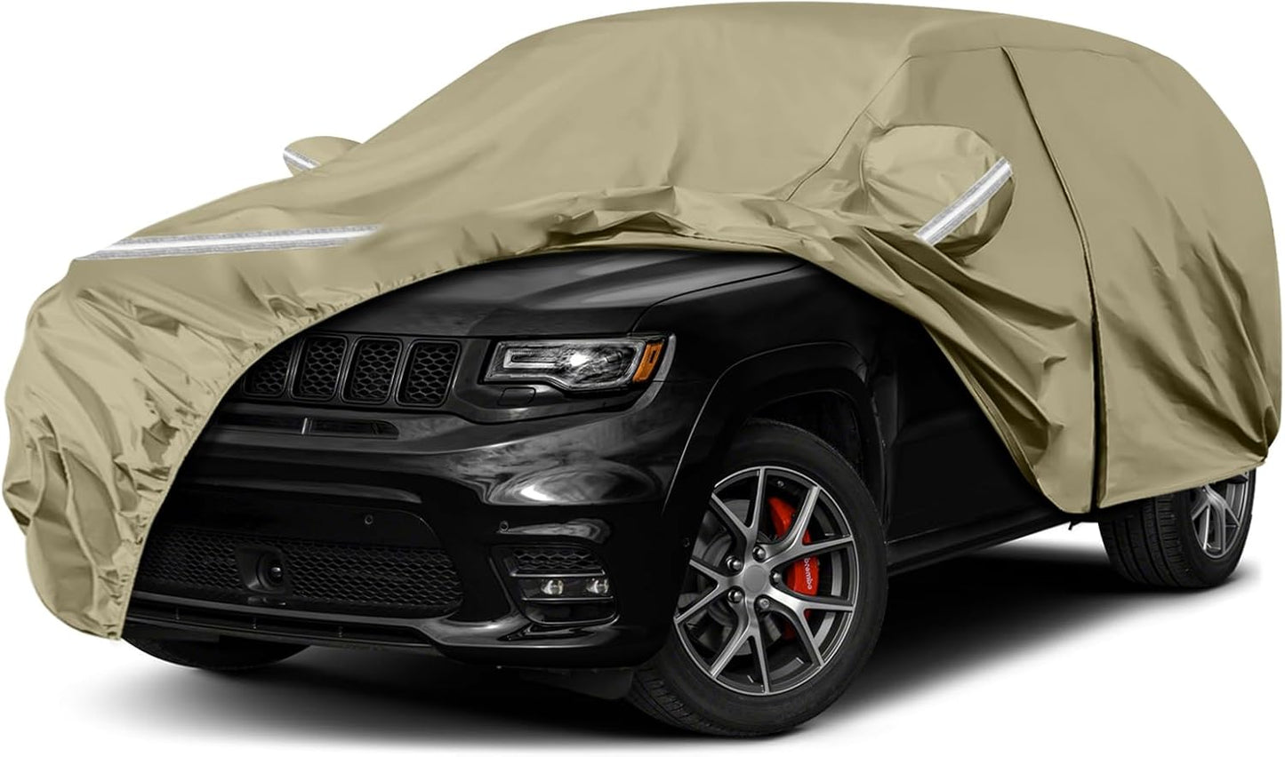Waterproof Car Covers Replace for 2011-2025 Jeep Grand Cherokee, Multilayer Heavy Duty with Cotton Liner All Weather Car Cover with Zipper Door, Windproof Bands for Snow Rain Dust Protection