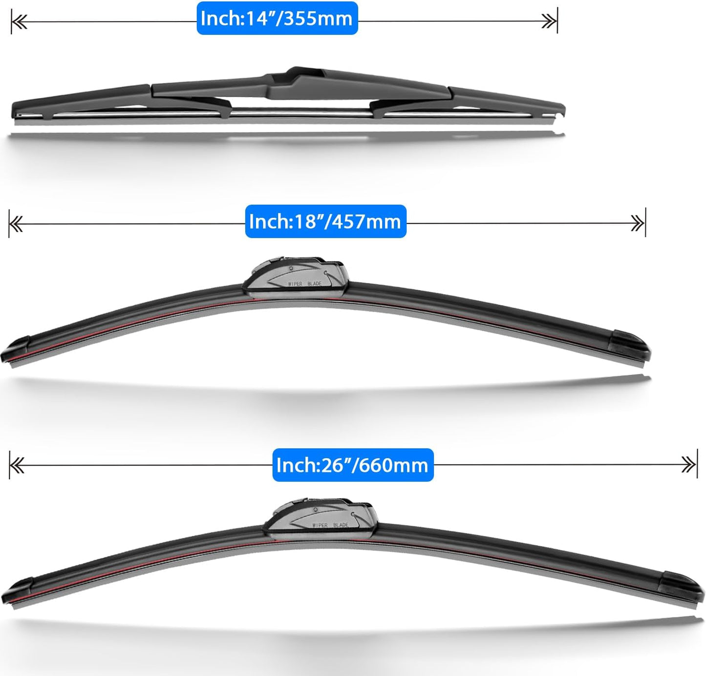Windshield Wiper Blades Replacement for 2014-2023 Jeep Cherokee Original Factory Quality Front Rear Wipers Blade Set for My Car - 26" 18" 14" (Pack of 3)