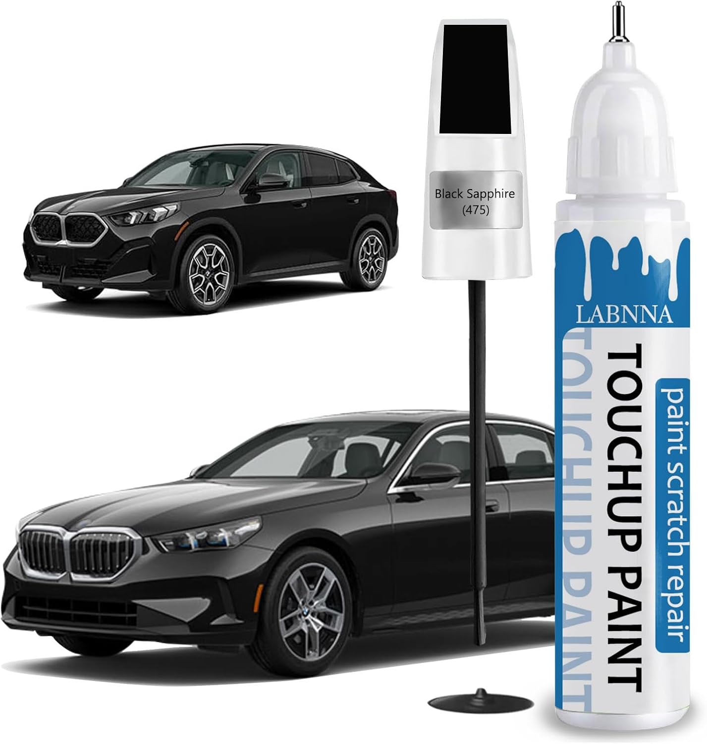 Black Sapphire (475) Touch Up Paint for BMW-Exact Match 2 in 1 touchup Paint Pen for Chips and Nicks Repair Car Paint Scratch Repair Kit