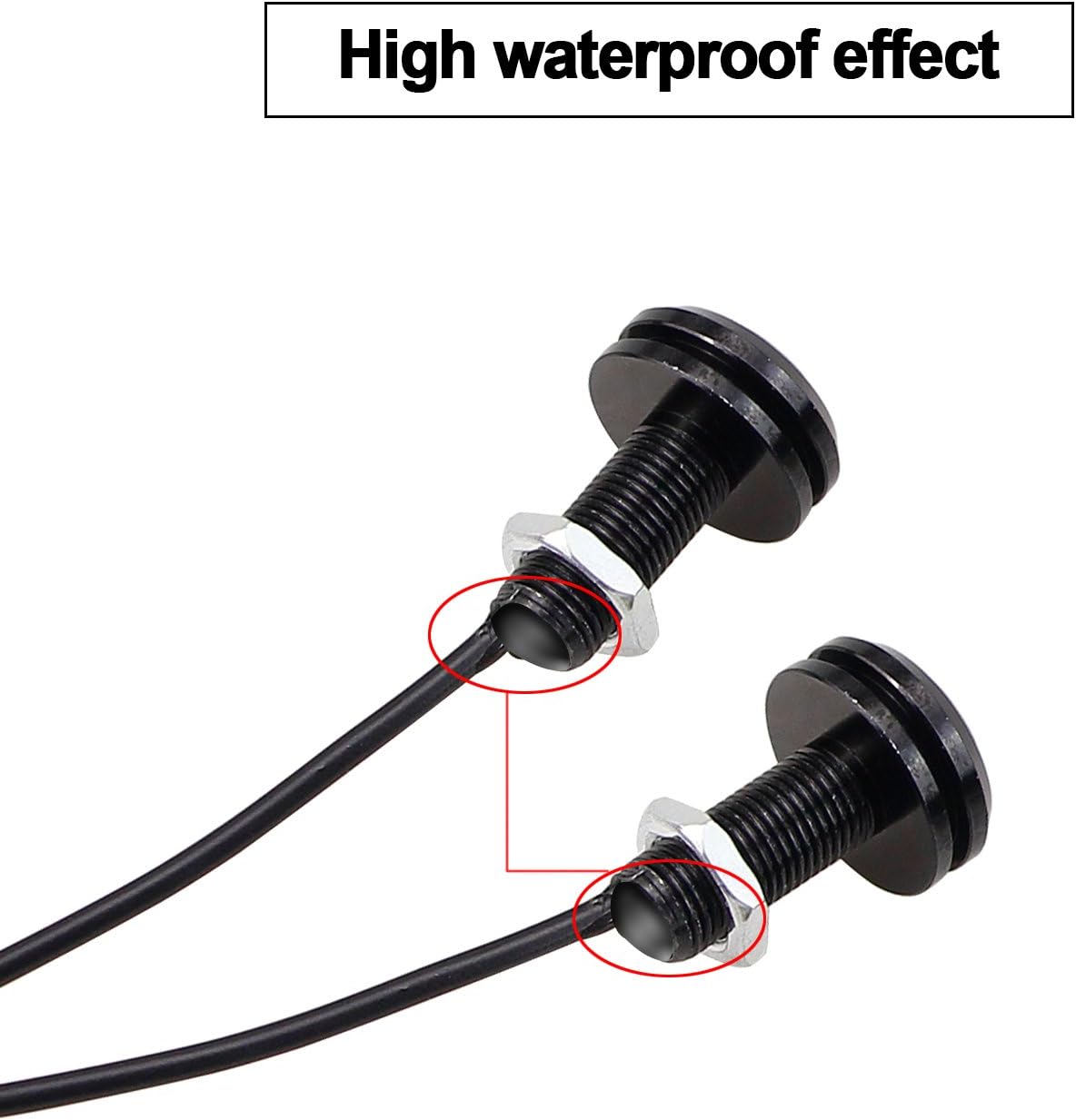 LEADTOPS 10Pcs 18mm 12V Eagle Eye LED Car Fog DRL Daytime Running Light Backup Reverse Tail Rock Lights Small bulb (White, Black Case)