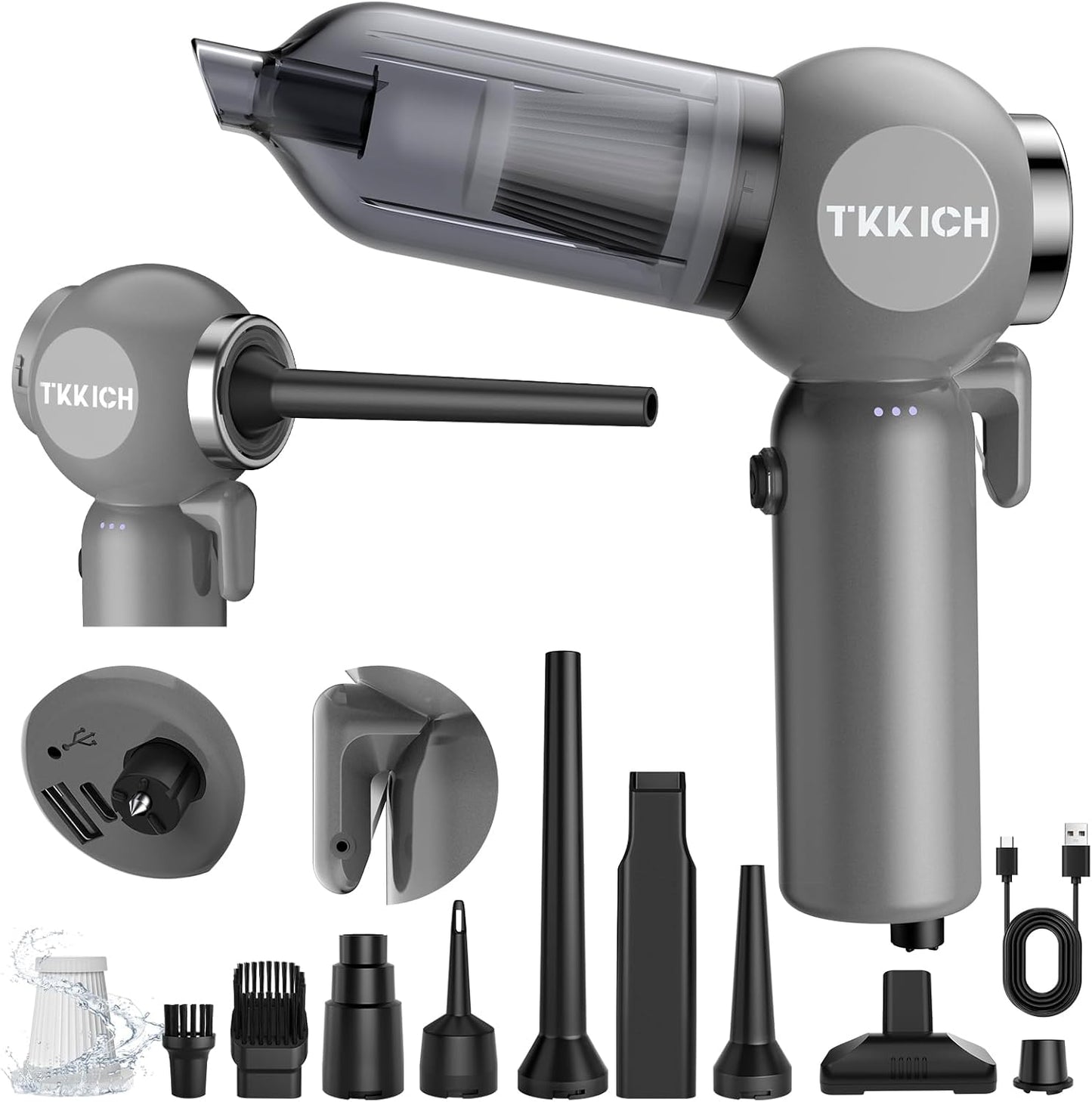 Car Vacuum Portable Cordless,3 Suction Modes,Portable Mini Cordless Cleaner with 18000pa Suction Power,Type-C Charge,7 in 1 mini Handheld Vacuum for Home,Car, Office Desk, Keyboards