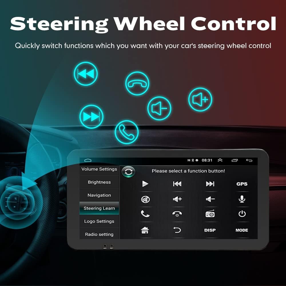 Kunfine Car CarPlay Android Auto Navigation Stereo GPS Radio Reverse Camera Display 10.33" QLED Touchscreen Headunit Tablet Media Player for Peugeot 301 13-22, if Applicable Octa Core 6G+128G Silver