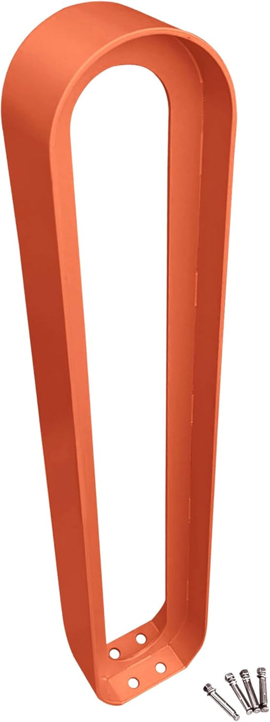 Sandbaggy Modern Commercial Bike Rack | 6.5” x 3” x 35” Oval Design | In-Ground | Anchor Bolts Included (Orange, 8)