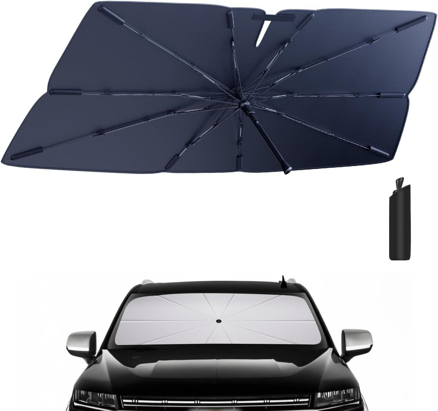 Windshield Sun Shade Umbrella Compatible with 2021-2024 Chevy Suburban Accessories: Custom Fit 210T Silver, Foldable Sunshade Front Window Sun Visor, Blocks UV Rays Keeps Car Cool for LS, LT, RST, Z71