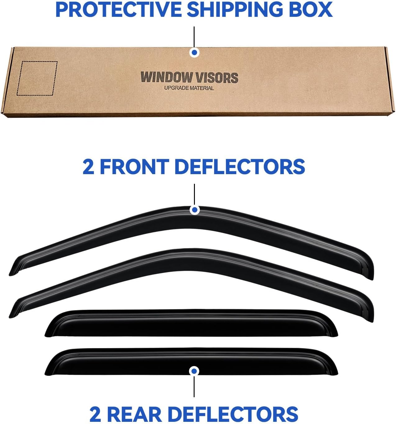 Window Visors Rain Guards for 2000 2001 2002 2003 2004 2005 Ford Excursion, Out-Channel Window Vent Wind Deflectors Visors Shades for 00 01 02 03 04 05 Ford Excursion