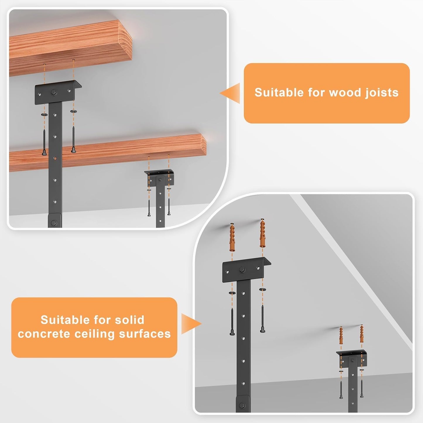 45-Inch x 45-Inch Overhead Garage Storage Rack, 17"-28" Height Adjustable Garage Ceiling Storage Racks, Heavy Duty Storage Organizer System, 250LBS Weight Capacity, Black