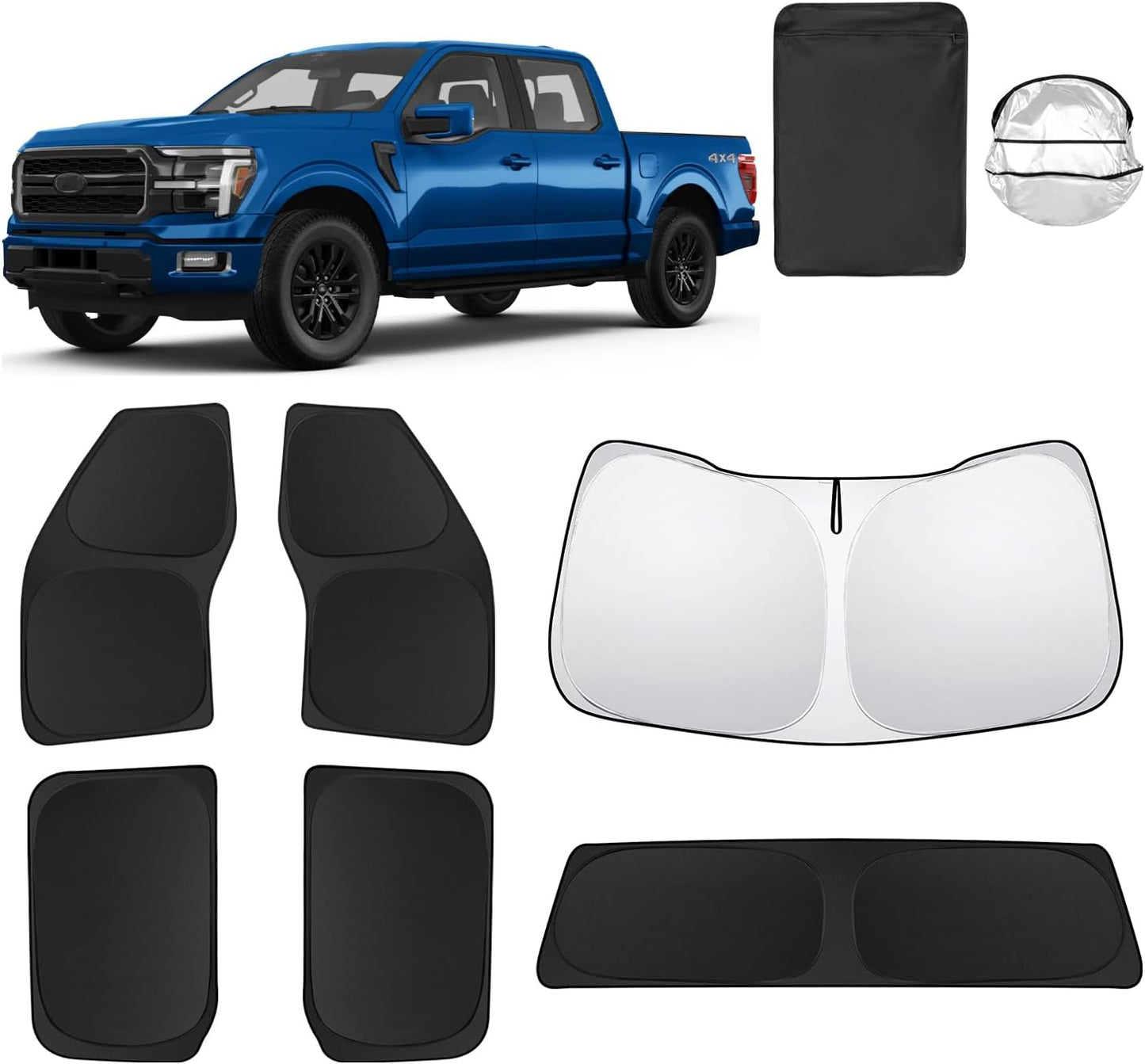 6pcs Car Window Shades for Ford F150 4Door 2021-Present Accessories,Windshield Side Rear Full Sunshade,Sun Visor UV Blocking, Privacy Protection and Blackout for Camping Outdoor