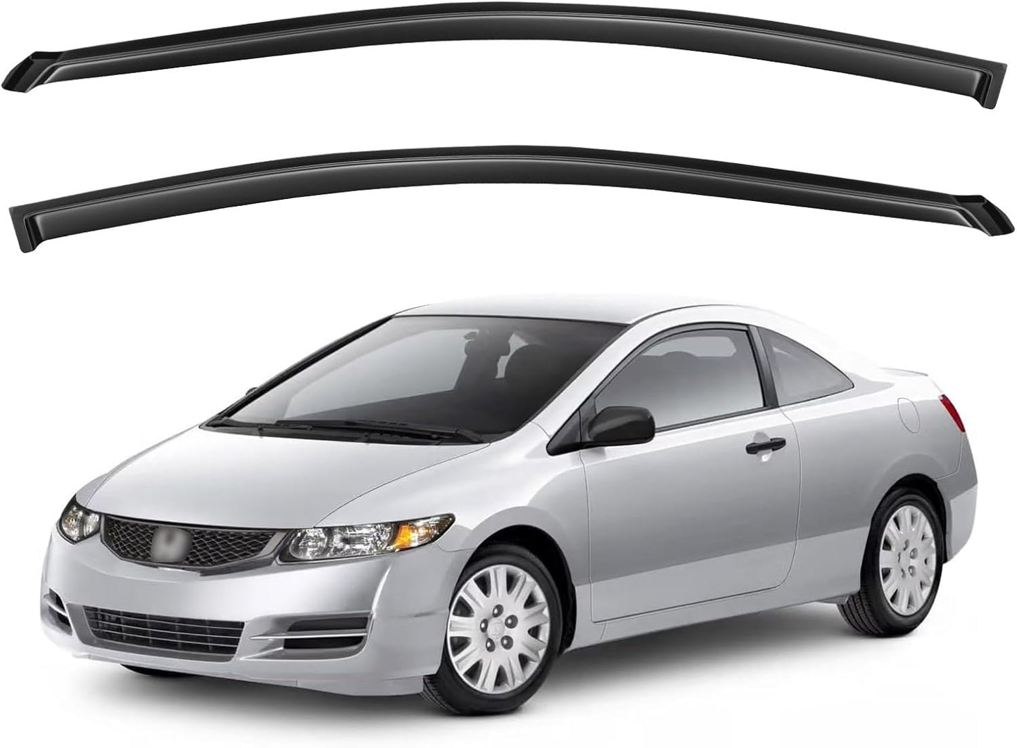 Window Visors Rain Guards for 2006-2011 Honda Civic Coupe, Out-Channel Window Vent Wind Deflectors Visors Shades for 06 07 08 09 10 11 Civic 2Door