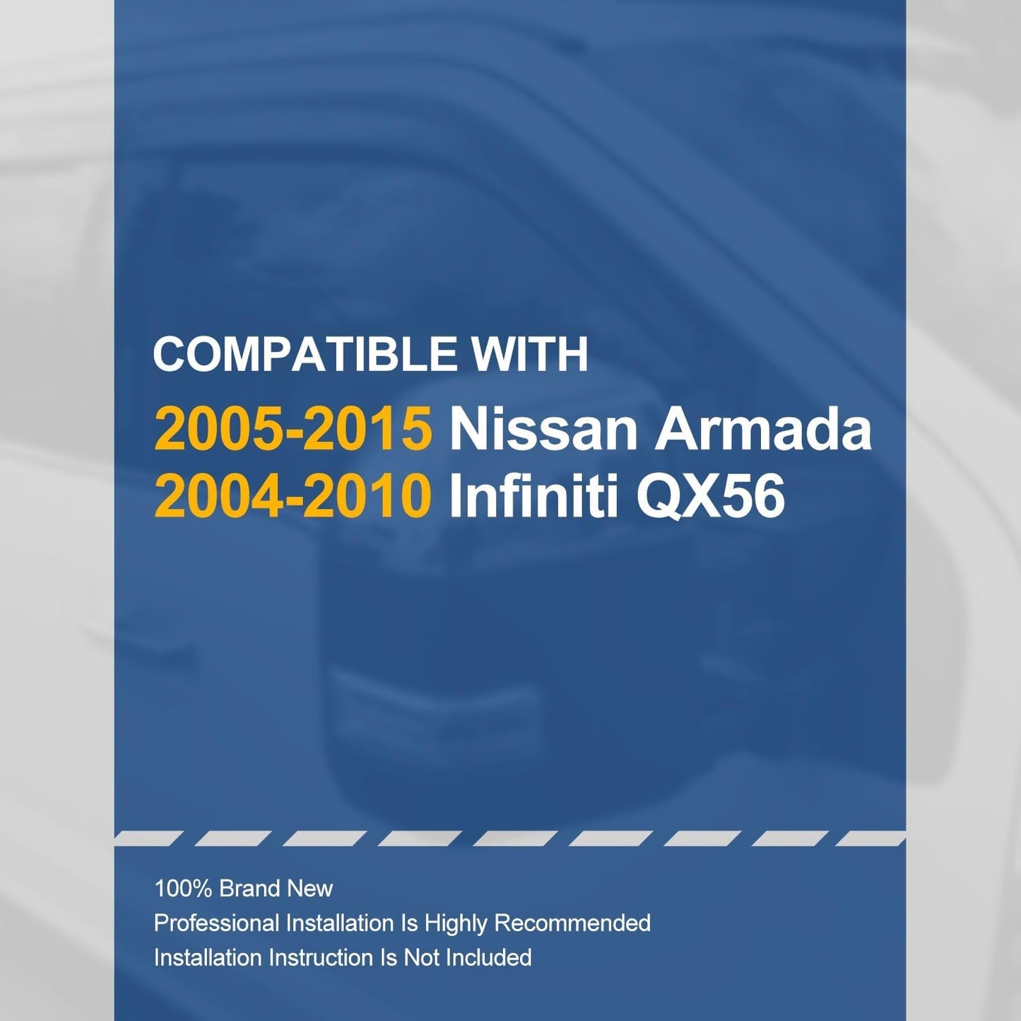 Auto Dynasty 4Pcs Carbon Fiber Pattern Window Visors Compatible with 2004-2015 Nissan Armada Infiniti QX56, Tape-On Front & Rear Window Deflectors Rain Guards Sun Air Side Vent Shade, Glossy Black