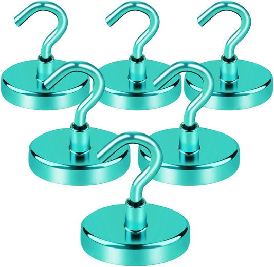 LOVIMAG Cruise Ship Essentials, 110Lbs Cruise Door Magnets, Green Magnetic Hooks, Magnetic Hooks Heavy Duty for Hanging Celling, Grill, Refrigerator Kitchen-6 Pack