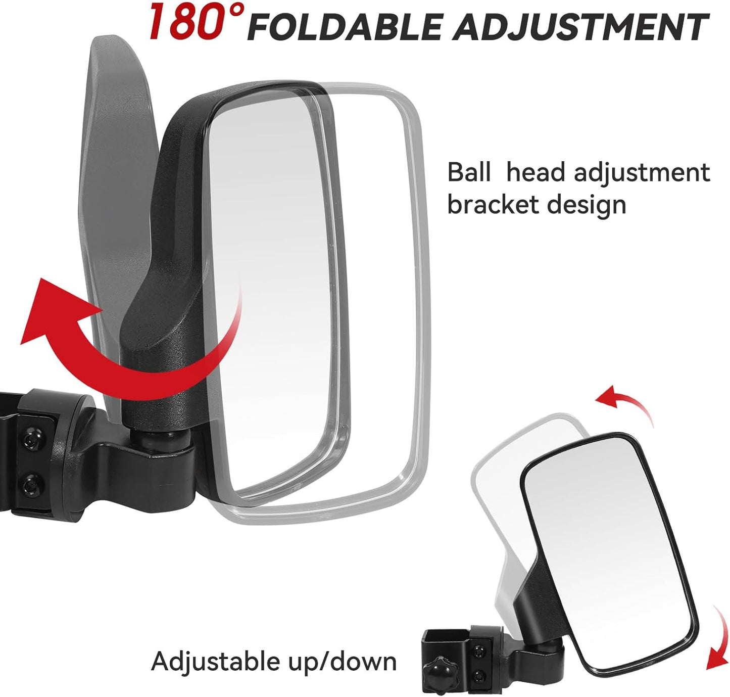 Upgraded Golf Cart Side Mirrors Full Package Tube&No Drilling,Fit for 0.75"-1.35" Square Tube,Adjustable Clips Golf Cart Mirror Compatible with Club Car EZGO Yamaha ICON