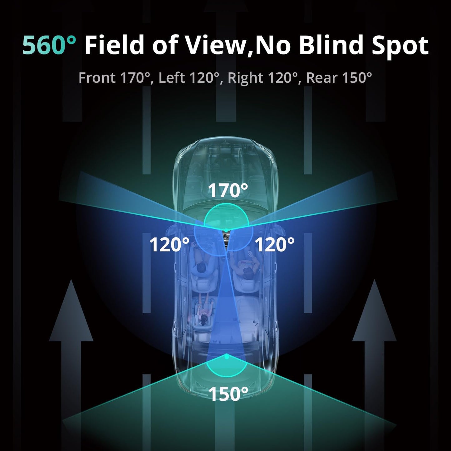 3K 4 Channel Dash Cam, 560° All-Sides View, Front and Rear Inside Car Camera with 3.18”Touch Screen, Dash Camera 24/7 Parking Mode, Built-in GPS 5.8G WiFi Night Vision Voice Control, Free 128GB Card