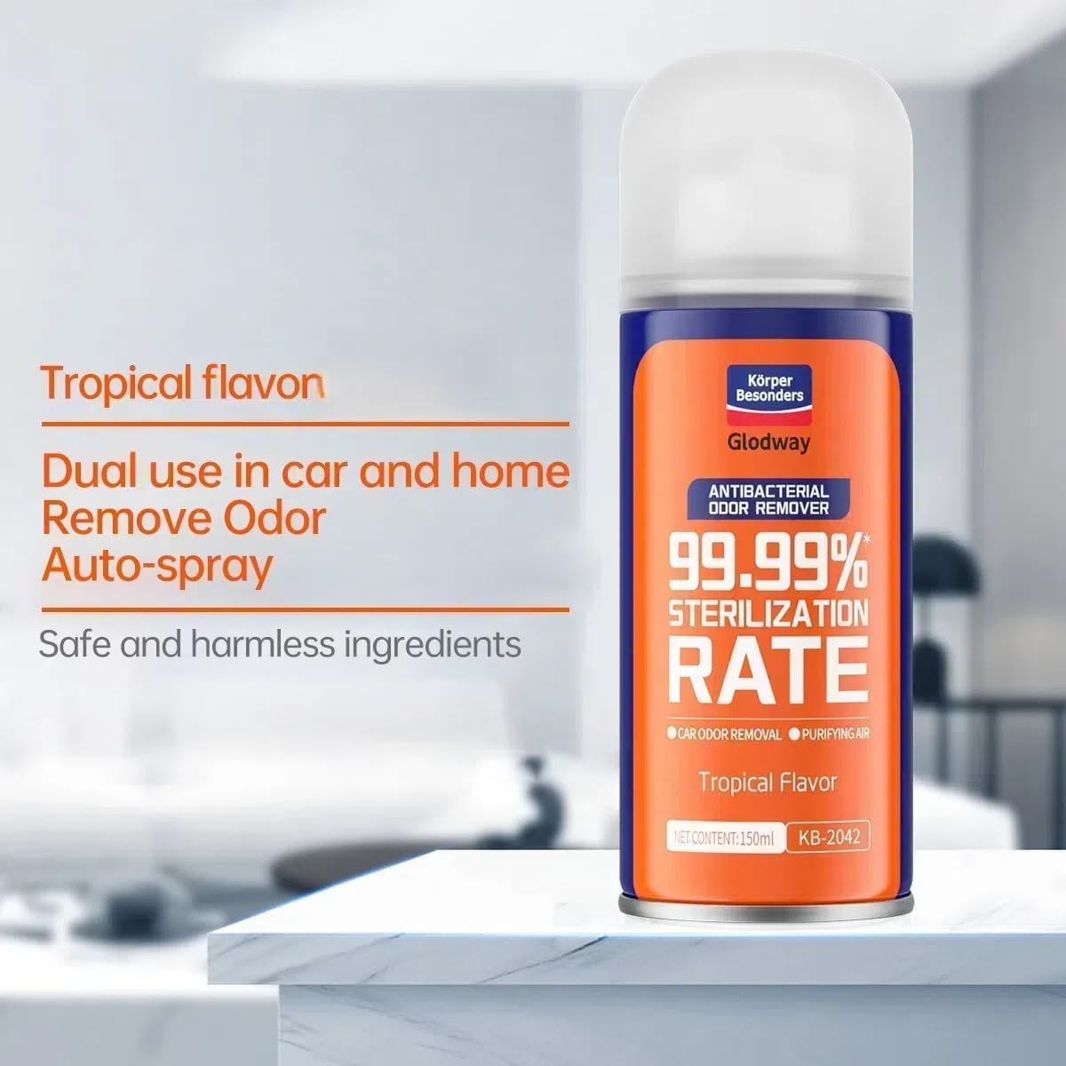 Glodway Whole Car Air Refresher Spray,Odor Eliminator Eliminates Strong Vehicle Odors,Tropical Flavor Scent-6 Ounce Spray Bottle (Plack of 2)