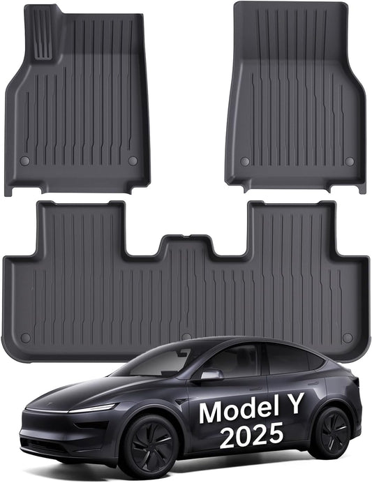 Floor Mats Fit for Model Y 2026-2025 Juniper 5-Seat - Custom Fit All Weather Front & Rear Row TPE Car Mats Floor Liners, 3-Piece (Not Fit 7-Seat)