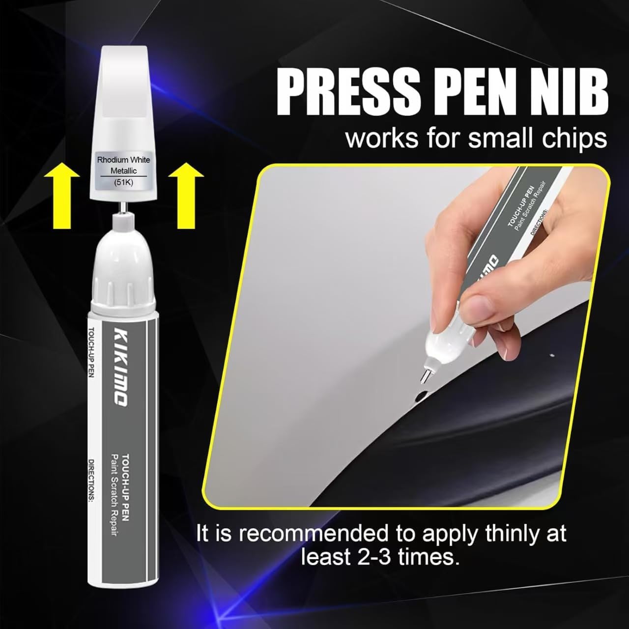 KIKIMO for Mazda Touch Up Paint(Jet Black Mica(41W)), Car Paint Repair Kit for Mazda, 2 In 1 Scratches Repair with Pen Tip and Brush, Color-Matched for Quick & Easy Fix