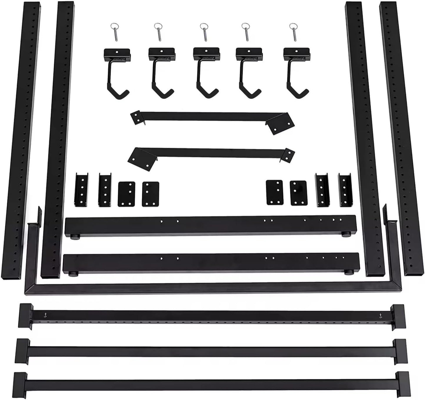 Upright Bike Stand, 5-Bike Stand Rack, Indoor Bike Storage Standing Bike - Garage Organizer - Freestanding Bicycle Rack with 5 Hanging Hook - Vertical & Horizontal Hangersfor Home