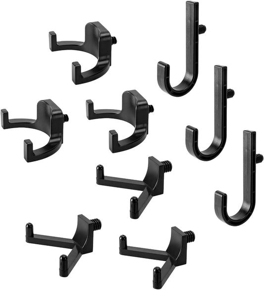 9 Pcs ABS Storage Shed Tool Hooks, Heavy Duty Shed Accessories & Hooks - Compatible with Suncast & Craftsman Sheds, Black J/U/V Shape for Organizing Ladders, Hoses & Garden Tools in Outdoor Sheds