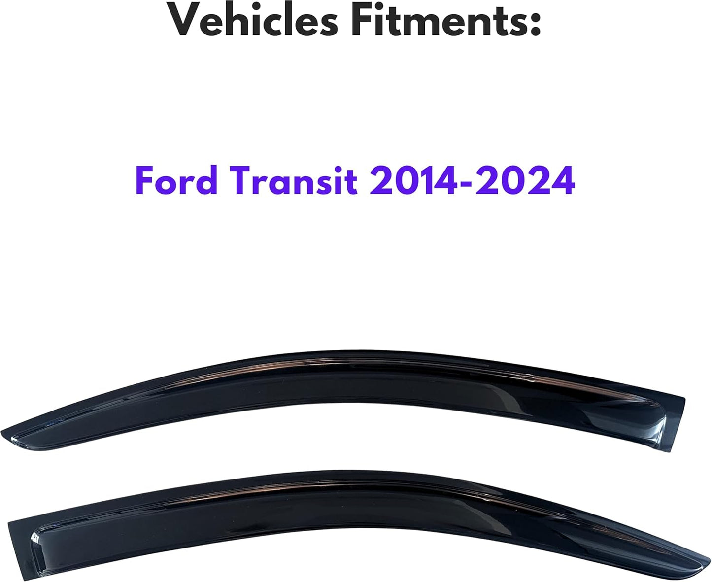KPY Window Visor Compatible with Ford Transit 2014-2024, 2PC Rain Guard Side Window Vent Deflectors Tape-On Style, 2015 2016 2017 2018 2019 2020 2021 2022 2023
