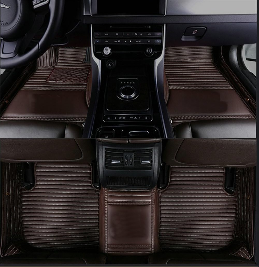 Custom Car Floor Mat Compatible with BMW Mercedes-Benz Toyota Cadillac Lexus Honda Infiniti Nissan Hyundai Kia Audi All Models Cars Sedans SUVs Automotive Mats (Brown Stripe)