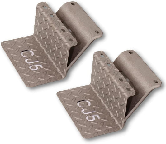 CJ5 Side Steps Compatible with Jeep © CJ Vehicles (Pair) - Solid Steel Construction - Metal Diamond Treadplate Traction Design - Universal Fitment on Classic CJ-5 (CJ5 Cutout)