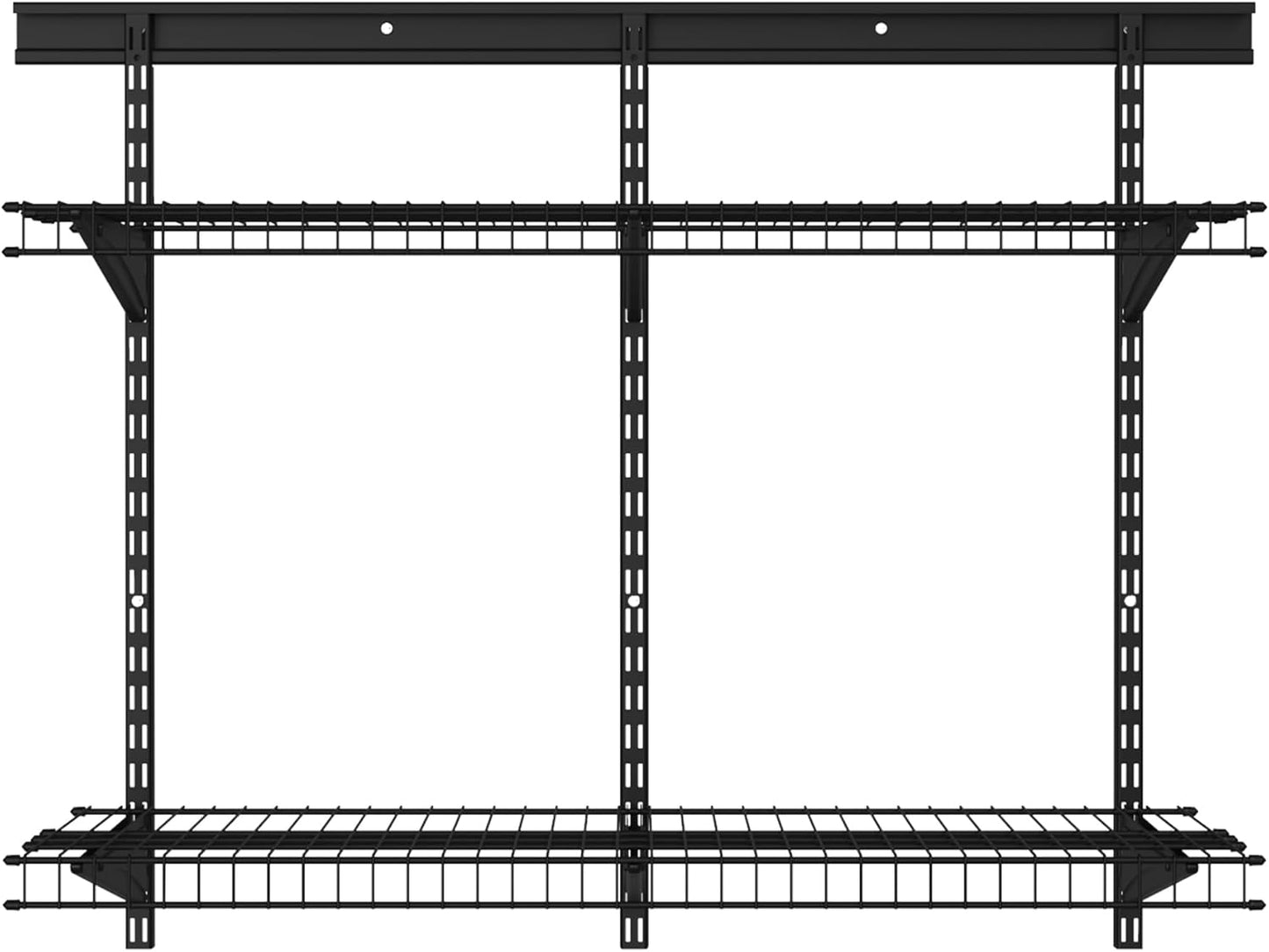 ClosetMaid MaxLoad Heavy Duty Wall Shelf Kit for Garage, 2 Shelves, Adjustable ShelfTrack Wire Shelving, Black Finish