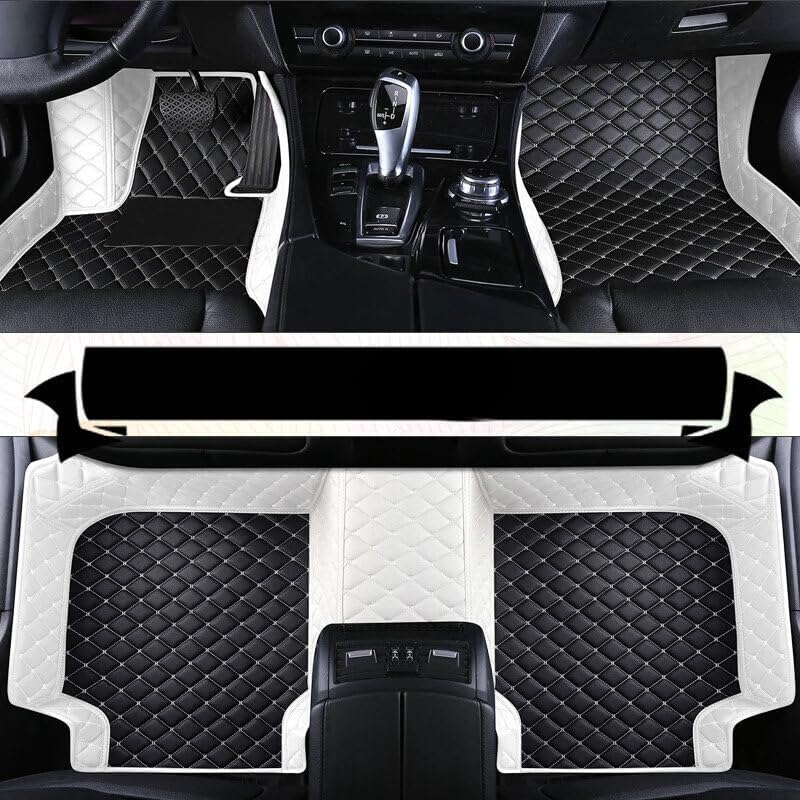 Custom Artificial Leather Waterproof All-Weather Car Floor Mats Fit for 99% Sedan SUV Sports Car Vehicle Car Mat (White Black White)