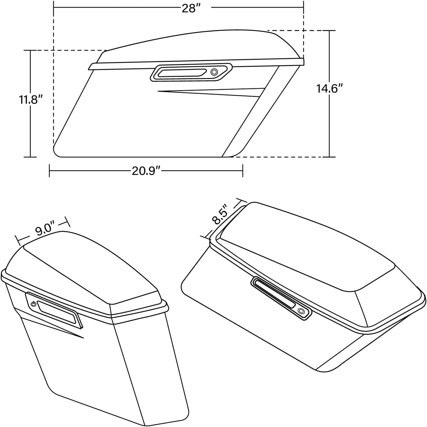 XFMT Motorcycle Hard Saddlebags Vivid Black Saddle Bags Trunk W/Black Latches For Harley Touring Road King Street Glide Road Glide Electra Glide Ultra Classic 2014-2023