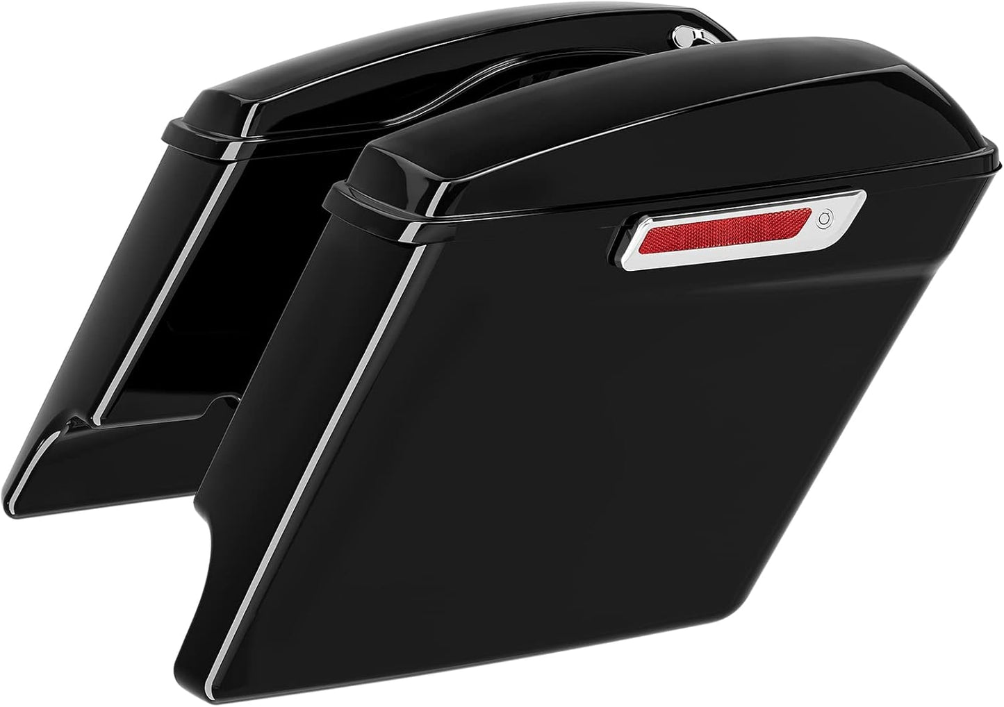 XFMT Motorcycle Vivid Black 5" Extended Stretched Hard Saddlebags Saddle Bags W/Chrome Latches For Harley Touring Road King Street Glide Road Glide Electra Glide Ultra Classic 2014-2023