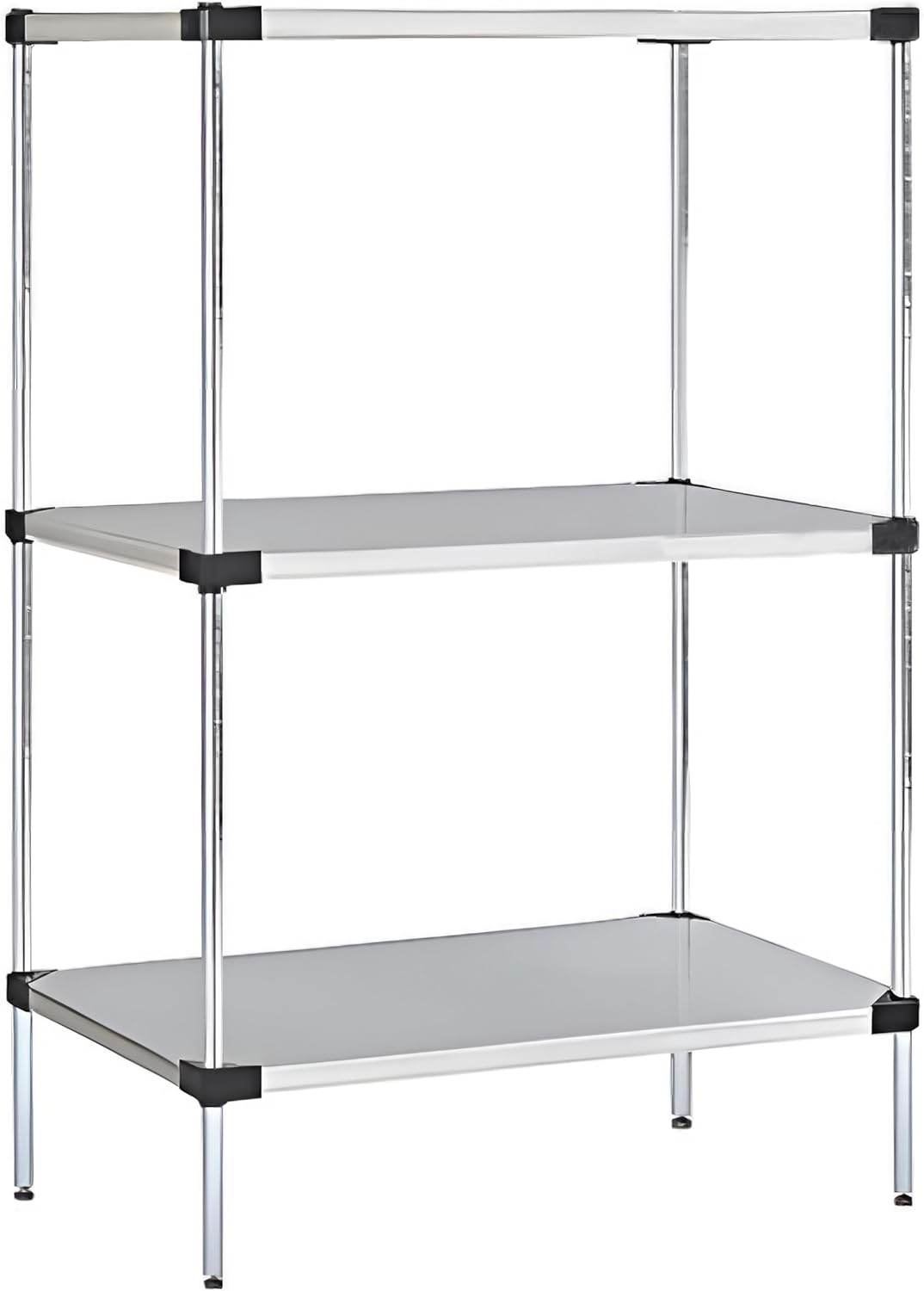 Omega Solid Stainless Steel Shelves, 14" Deep x 60" Wide x 34" High 3 Tier Heavy Duty Solid Shelving Unit for Kitchen Garage Office Restaurant Warehouse 800-lb Per Shelf Weight Capacity