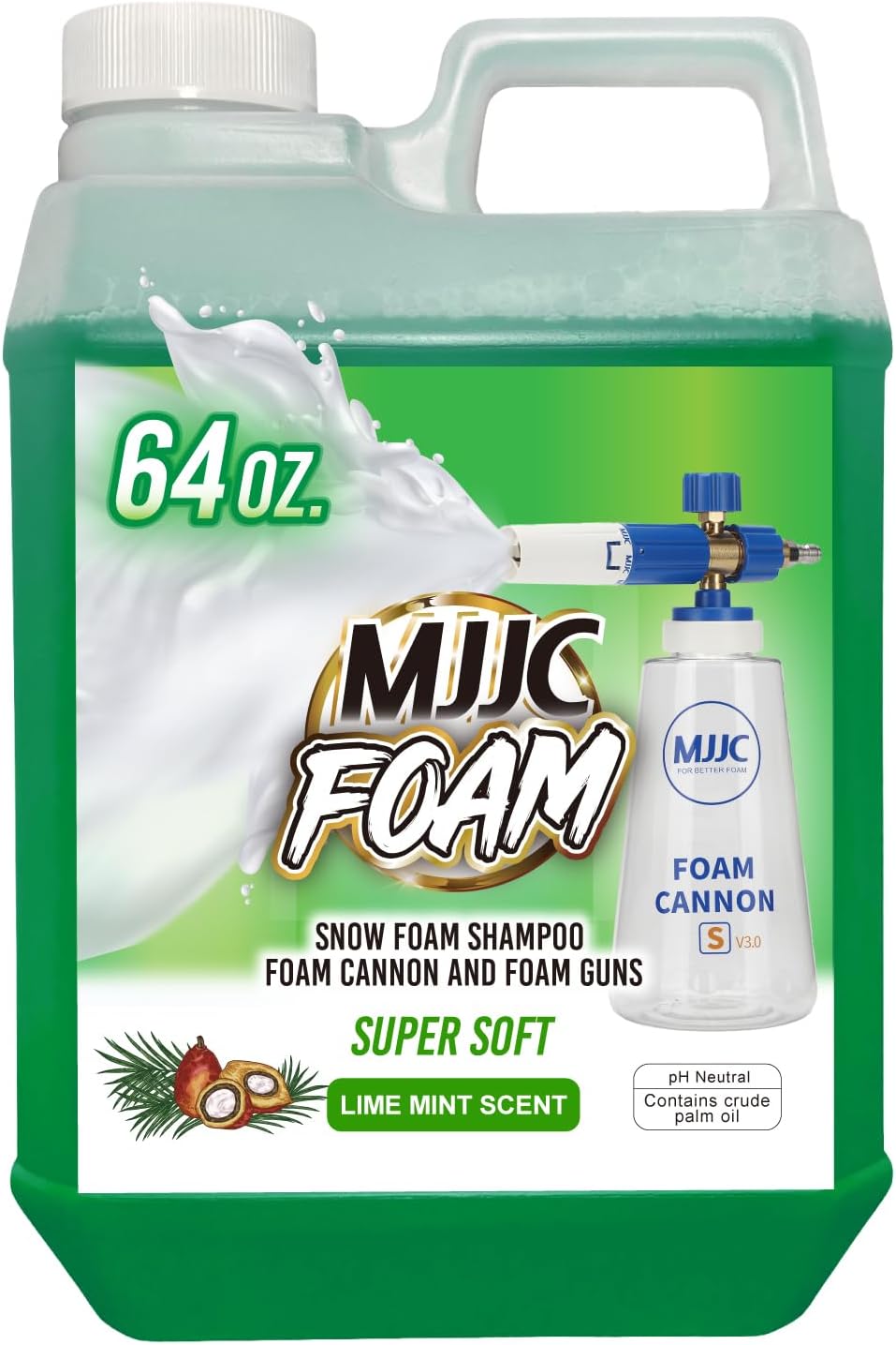 MJJC Foam Ultimate Snow Foam Car Wash Soap Specialized Car Shampoo for Foam Cannon and Pressure Washer, Safe for Cars (pH Neutral, 10x Concentrated) lime mint scent (64 oz)