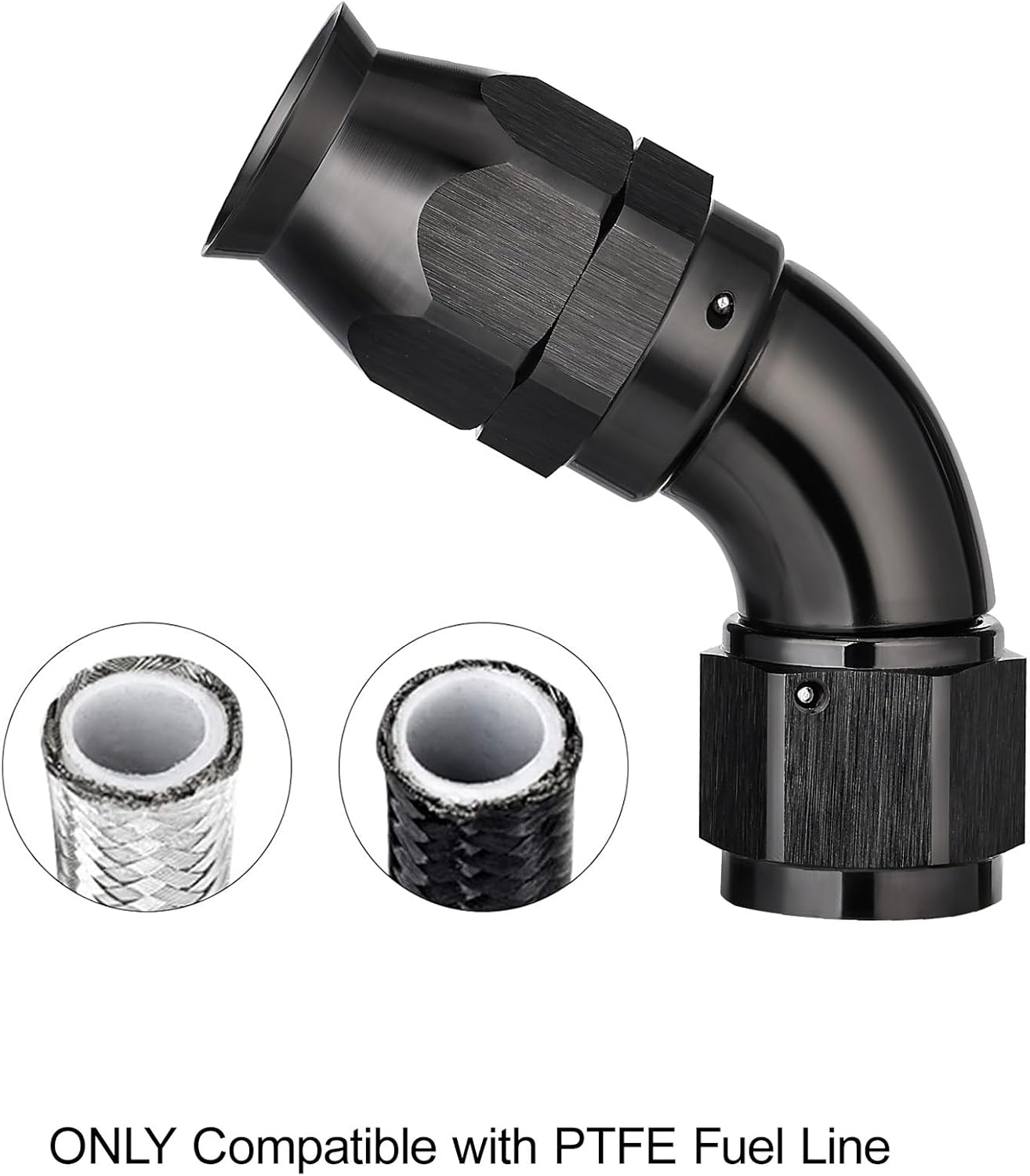 EVIL ENERGY 6AN 60 Degree PTFE One Piece Full Flow End Hose Fitting Aluminum Black