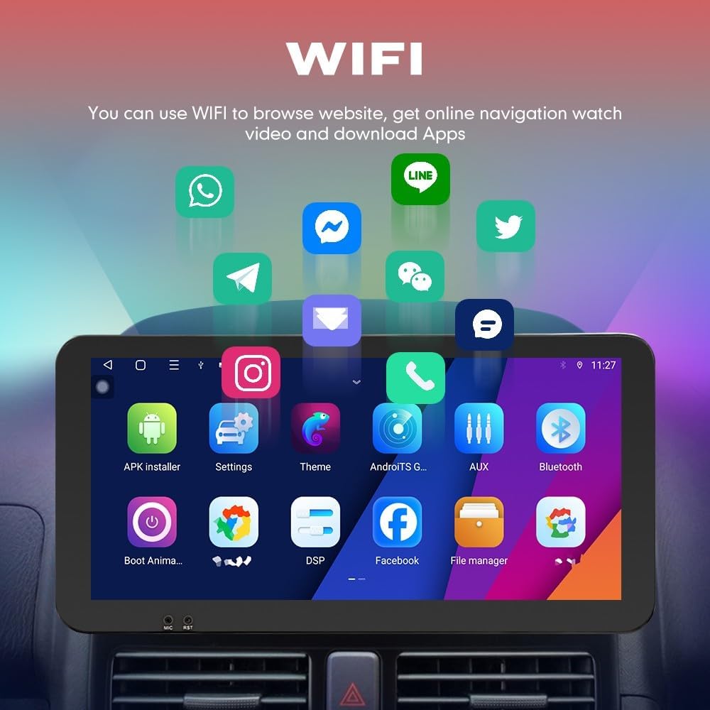 Kunfine Car CarPlay Android Auto Navigation Stereo GPS Radio Camera Display 10.33" QLED Touchscreen Headunit Tablet Media Player for Peugeot 301 2013-2022, if Applicable Octa Core 2G+32G Gloss Black