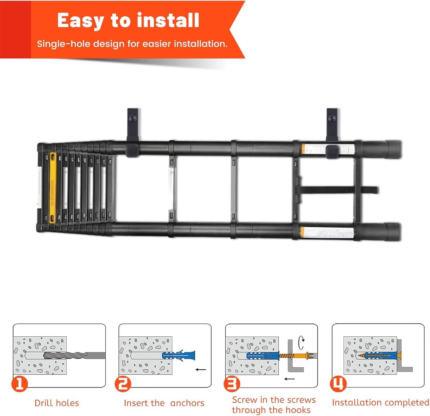 4 Pack Garage Storage Hooks, Ladder Hangers, Steel Wall Mount Hooks, Utility Hooks for Hanging Heavy Duty Shed Tools, Ropes, Garden Hoses, Shovel, Bulk Items, etc.（88lbs, 4Inch）