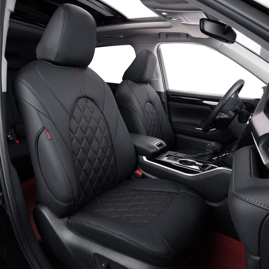 coverdream Custom Seat Covers Compatible with Select Toyota Camry Hybrid 2012 2013 2014 2015 2016 2017 Models - Leatherette (Black/Red,Full Set)