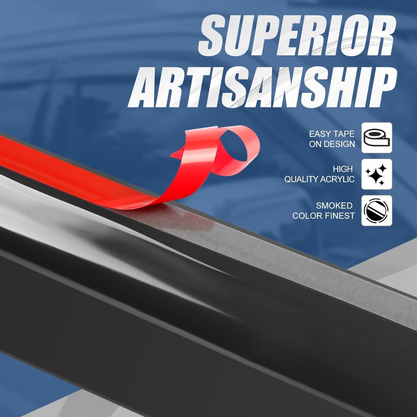 Auto Dynasty 2Pcs Carbon Fiber Pattern Window Visors Compatible with 2006-2011 Honda Civic Coupe, Tape-On Front Window Deflectors Rain Guards Sun Wind Air Side Vent Shade, Glossy Black