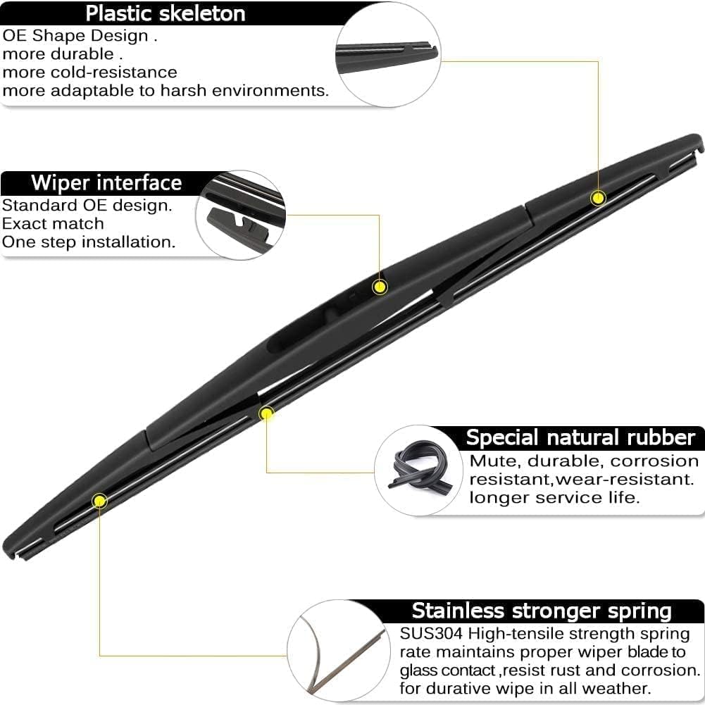AUTOBOO 28"+12" Windshield Wipers with 12" Rear Wiper Blade Sets Replacement for Nissan Versa Note 2014-2019 -Original Factory Quality (Pack of 3)
