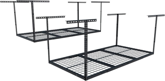 FLEXIMOUNTS 2 Pack 3x6 Overhead Garage Storage Adjustable Ceiling Rack 72" Length x 36" Width x 40" Height, 900lbs Total Weight Capacity, Black
