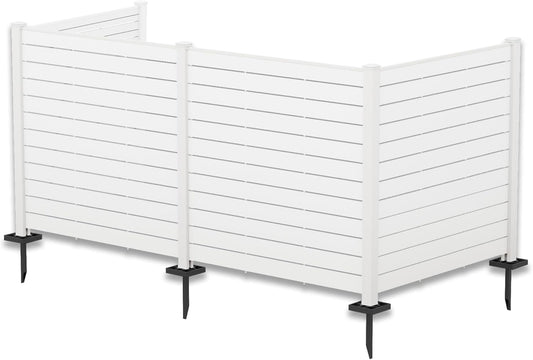 Kozyard 50" W x 48" H Outdoor Privacy Screens Aluminum Post, Air Conditioner Fence Panels, Pool Equipment Enclosure, Trash Can Screens Fence Kit for Outside Backyard Patio (White/4Panels)