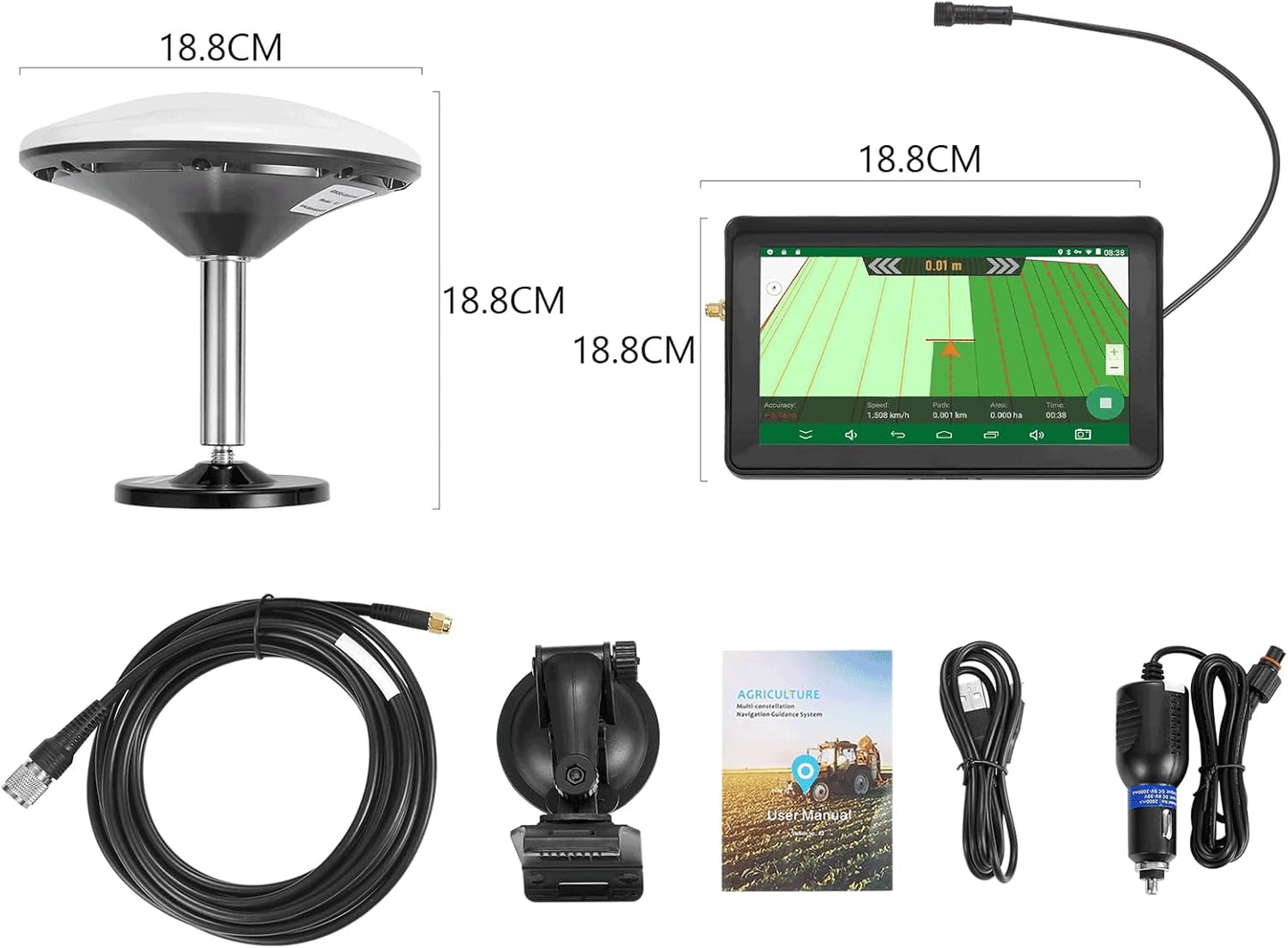 Tractor GPS Navigation System | 7-inch High-Accuracy GNSS Agricultural Navigator for Precision Farming, Spraying & Plowing