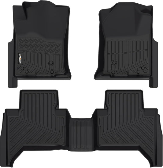 GINOWY- Floor Mats for Toyota Tacoma 2005-2015 Double Cab TPE All Weather Protection Car Mats for Toyota Tacoma, Non-Slip Floor Liners Waterproof Heavy Duty Automotive Accessories Black