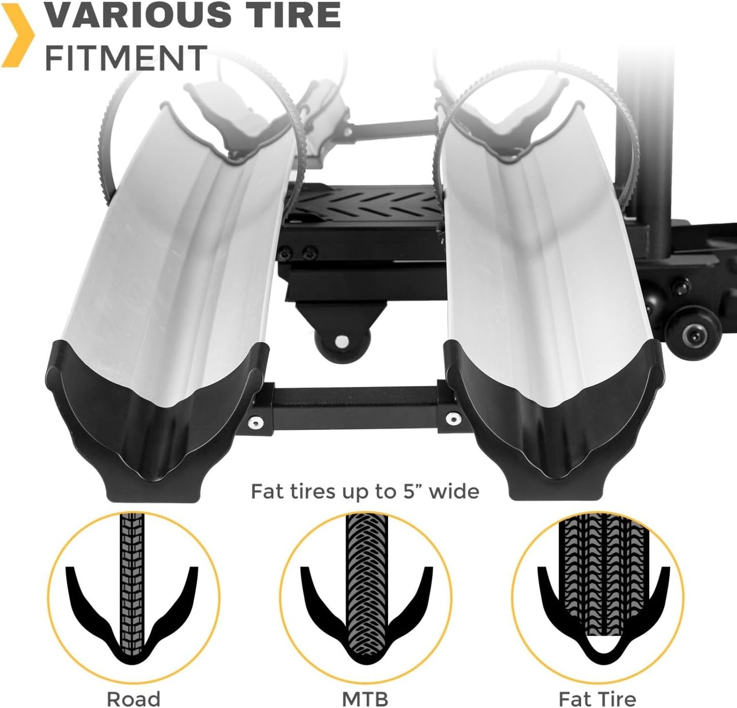 2 Bike Rack Hitch Mount, 200 lbs Electric Bicycle Carrier Rack Platform Style for Cars Trucks SUVs Minivans, fits MTB Gravel Road Bike with Up to 5-inch Fat Tire Carrier Rack - 2" Hitch Receiver