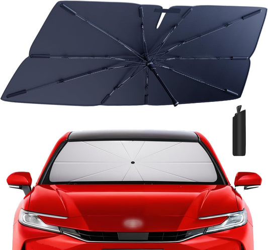 Windshield Sun Shade Umbrella for 2012-2017 Toyota Camry Accessories: Custom Fit 210T Silver, Foldable Sunshade Front Window Sun Visor, Blocks UV Rays, Keeps Car Cool for LE, XLE, SE, XSE, Hybrid