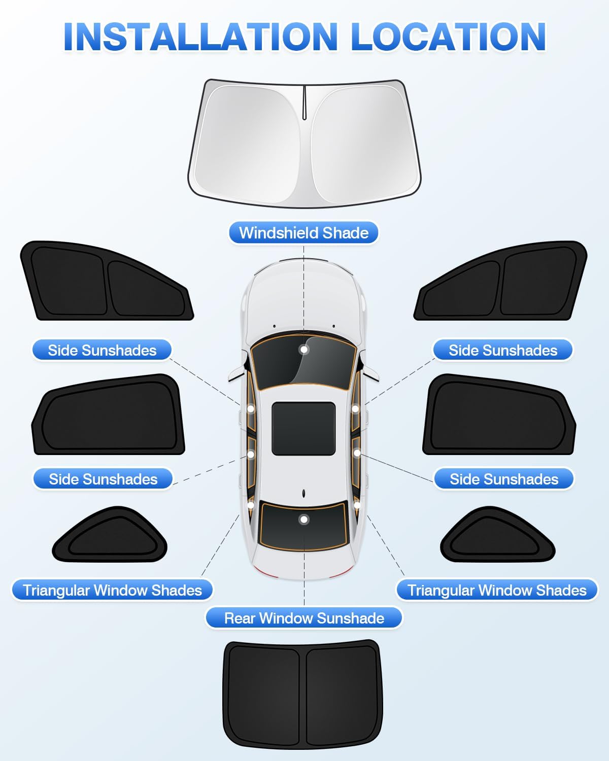 Sunshades for Honda Accord 2023-2025 2026 Accessories Windshield Sun Shade Side Rear Window Shade Cover Sun Visor Shield Privacy Protection Keep Vehicle Cool Black 8PCS