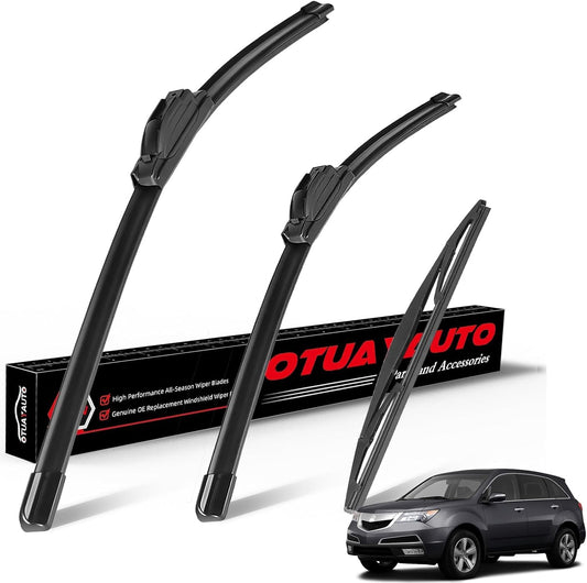 OTUAYAUTO Windshield Wiper Blades - Replacement for Acura MDX 2007-2013, Front and Rear Wiper Blade, J/U Hook - 26"+21"+12" (Pack of 3)